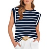 H - Navy Blue&white Stripe
