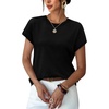 image:imageWIHOLL Short Sleeve Sweater for Women Summer Tops Crew Neck Fashion Clothing Tshirts Shirts Travel Outfits Dressy CasualBlack