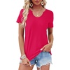 image:imageWIHOLL Summer Tops for Women Scoop Neck Basic Tees Short Sleeve Casual TShirts Loose FitHot Pink