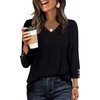 image:imageWIHOLL V Neck 34 Length Sleeve Womens Tops Casual Fall Shirts Lightweight Tunic Sweaters Fashion Clothes 2026Black