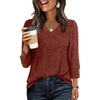 image:imageWIHOLL V Neck 34 Length Sleeve Womens Tops Casual Fall Shirts Lightweight Tunic Sweaters Fashion Clothes 2026Caramel