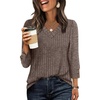 image:imageWIHOLL V Neck 34 Length Sleeve Womens Tops Casual Fall Shirts Lightweight Tunic Sweaters Fashion Clothes 2026Coffee