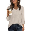 image:imageWIHOLL V Neck 34 Length Sleeve Womens Tops Casual Fall Shirts Lightweight Tunic Sweaters Fashion Clothes 2026Khaki