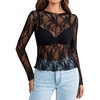 image:imageWIHOLL Womens Mesh Sheer Tops Sexy Crew Neck Summer Loose FIt Party Clubwear ShirtsA2 Black
