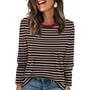 image:imageWIHOLL Womens Striped Long Sleeve Shirts Fall Outfits 2026 Color Block Tops Fashion Clothing Ribbed Crewneck Tee BlousesBcoffee Stripe