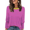 image:imageWIHOLL Womens Striped Long Sleeve Shirts Fall Outfits 2026 Color Block Tops Fashion Clothing Ribbed Crewneck Tee BlousesBhot Pink
