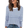 image:imageWIHOLL Womens Striped Long Sleeve Shirts Fall Outfits 2026 Color Block Tops Fashion Clothing Ribbed Crewneck Tee BlousesCblue White