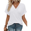 image:imageWIHOLL Womens Summer Tops Short Dolman Sleeve Shirts 2026 Fashion V Neck Outfits Clothes1white