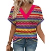 image:imageWIHOLL Womens Summer Tops Short Dolman Sleeve Shirts 2026 Fashion V Neck Outfits Clothes2boho Stripes 1