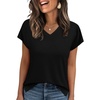 image:imageWIHOLL Womens Tops Basic Summer V Neck T Shirts Short Sleeve Dressy Casual Loose Fit Cute Tee Clothes Trendy Fashion Outfits0black