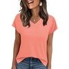 image:imageWIHOLL Womens Tops Basic Summer V Neck T Shirts Short Sleeve Dressy Casual Loose Fit Cute Tee Clothes Trendy Fashion Outfits0coral
