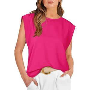 image:imageWIHOLL Cap Sleeve Tops for Women Summer Top Basic Tee Shirts Business Casual Tank Loose Fit 2026 FashionC  Pink