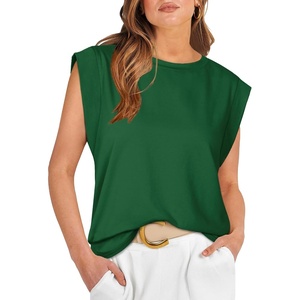 image:imageWIHOLL Cap Sleeve Tops for Women Summer Top Basic Tee Shirts Business Casual Tank Loose Fit 2026 FashionJ  Green