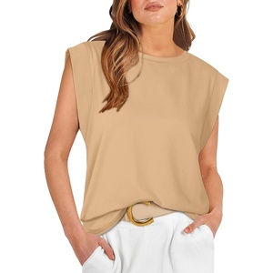 image:imageWIHOLL Cap Sleeve Tops for Women Summer Top Basic Tee Shirts Business Casual Tank Loose Fit 2026 FashionK  Khaki