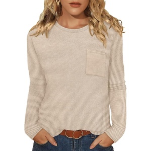 image:imageWIHOLL Long Sleeve Shirts for Women Waffle Knit Trendy Fall Fashion 2026 Dressy Casual Blouses Teacher OutfitsApricot