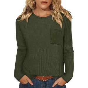 image:imageWIHOLL Long Sleeve Shirts for Women Waffle Knit Trendy Fall Fashion 2026 Dressy Casual Blouses Teacher OutfitsArmy Green