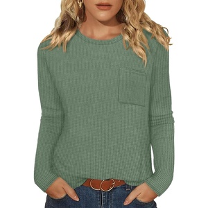 image:imageWIHOLL Long Sleeve Shirts for Women Waffle Knit Trendy Fall Fashion 2026 Dressy Casual Blouses Teacher OutfitsGreen