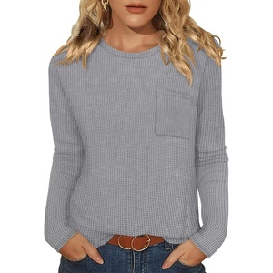 image:imageWIHOLL Long Sleeve Shirts for Women Waffle Knit Trendy Fall Fashion 2026 Dressy Casual Blouses Teacher OutfitsGrey