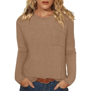 image:imageWIHOLL Long Sleeve Shirts for Women Waffle Knit Trendy Fall Fashion 2026 Dressy Casual Blouses Teacher OutfitsKhaki
