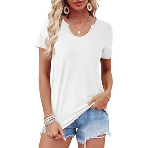 image:imageWIHOLL Summer Tops for Women Scoop Neck Basic Tees Short Sleeve Casual TShirts Loose FitWhite