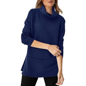 image:imageWIHOLL Womens Long Sleeve Tops Turtleneck Sweatshirt Fall Fashion 2024 Air Essentials Tunic TopsNavy Blue