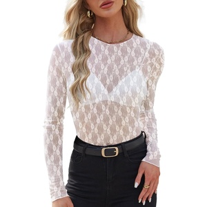 image:imageWIHOLL Womens Mesh Sheer Tops Sexy Crew Neck Summer Loose FIt Party Clubwear ShirtsA4 White