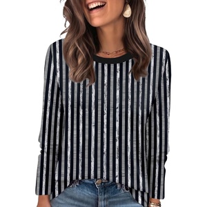 image:imageWIHOLL Womens Striped Long Sleeve Shirts Fall Outfits 2026 Color Block Tops Fashion Clothing Ribbed Crewneck Tee BlousesHblack Stripes
