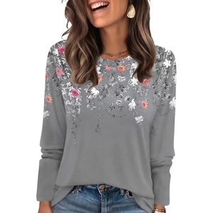 image:imageWIHOLL Womens Striped Long Sleeve Shirts Fall Outfits 2026 Color Block Tops Fashion Clothing Ribbed Crewneck Tee BlousesHfloral Grey