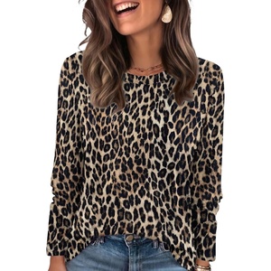 image:imageWIHOLL Womens Striped Long Sleeve Shirts Fall Outfits 2026 Color Block Tops Fashion Clothing Ribbed Crewneck Tee BlousesHleopard