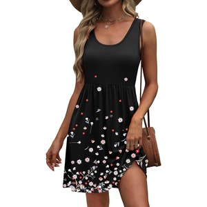 image:imageWIHOLL Womens Summer Dress 2026 ALine Sleeveless Casual Sundress with Pockets FloralSolidBlack Floral