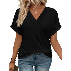 image:imageWIHOLL Womens Summer Tops Short Dolman Sleeve Shirts 2026 Fashion V Neck Outfits Clothes1black