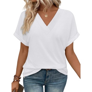 image:imageWIHOLL Womens Summer Tops Short Dolman Sleeve Shirts 2026 Fashion V Neck Outfits Clothes1white