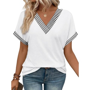 image:imageWIHOLL Womens Summer Tops Short Dolman Sleeve Shirts 2026 Fashion V Neck Outfits Clothes4white