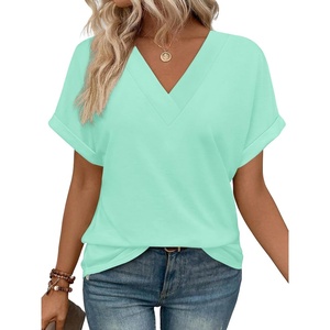 image:imageWIHOLL Womens Summer Tops Short Dolman Sleeve Shirts 2026 Fashion V Neck Outfits ClothesGreen