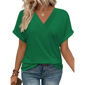 image:imageWIHOLL Womens Summer Tops Short Dolman Sleeve Shirts 2026 Fashion V Neck Outfits ClothesGreen2