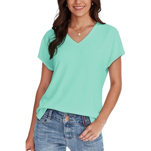 image:imageWIHOLL Womens Tops Basic Summer V Neck T Shirts Short Sleeve Dressy Casual Loose Fit Cute Tee Clothes Trendy Fashion Outfits2aqua