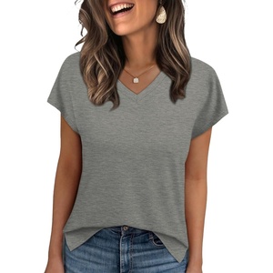 image:imageWIHOLL Womens Tops Basic Summer V Neck T Shirts Short Sleeve Dressy Casual Loose Fit Cute Tee Clothes Trendy Fashion Outfits3grey