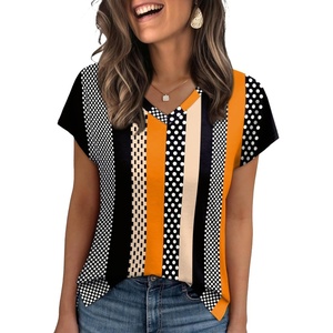 image:imageWIHOLL Womens Tops Basic Summer V Neck T Shirts Short Sleeve Dressy Casual Loose Fit Cute Tee Clothes Trendy Fashion Outfits4polka Dot