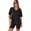 image:imageWIHOLL 2 Piece Lounge Sets for Women Summer Oversized Tshirts Biker Shorts Casual Airport Vacation OutfitsBlack