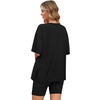image:imageWIHOLL 2 Piece Lounge Sets for Women Summer Oversized Tshirts Biker Shorts Casual Airport Vacation OutfitsBlack