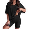 image:imageWIHOLL 2 Piece Lounge Sets for Women Summer Oversized Tshirts Biker Shorts Casual Airport Vacation OutfitsBlack