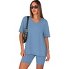 image:imageWIHOLL 2 Piece Lounge Sets for Women Summer Oversized Tshirts Biker Shorts Casual Airport Vacation OutfitsBlue