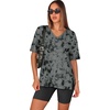 image:imageWIHOLL 2 Piece Lounge Sets for Women Summer Oversized Tshirts Biker Shorts Casual Airport Vacation OutfitsDye Tie Black