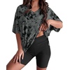 image:imageWIHOLL 2 Piece Lounge Sets for Women Summer Oversized Tshirts Biker Shorts Casual Airport Vacation OutfitsDye Tie Black