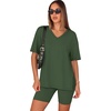 image:imageWIHOLL 2 Piece Lounge Sets for Women Summer Oversized Tshirts Biker Shorts Casual Airport Vacation OutfitsGreen