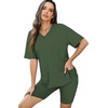 image:imageWIHOLL 2 Piece Lounge Sets for Women Summer Oversized Tshirts Biker Shorts Casual Airport Vacation OutfitsGreen