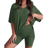 image:imageWIHOLL 2 Piece Lounge Sets for Women Summer Oversized Tshirts Biker Shorts Casual Airport Vacation OutfitsGreen