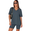 image:imageWIHOLL 2 Piece Lounge Sets for Women Summer Oversized Tshirts Biker Shorts Casual Airport Vacation OutfitsGrey Blue
