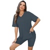 image:imageWIHOLL 2 Piece Lounge Sets for Women Summer Oversized Tshirts Biker Shorts Casual Airport Vacation OutfitsGrey Blue