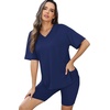 image:imageWIHOLL 2 Piece Lounge Sets for Women Summer Oversized Tshirts Biker Shorts Casual Airport Vacation OutfitsNavy